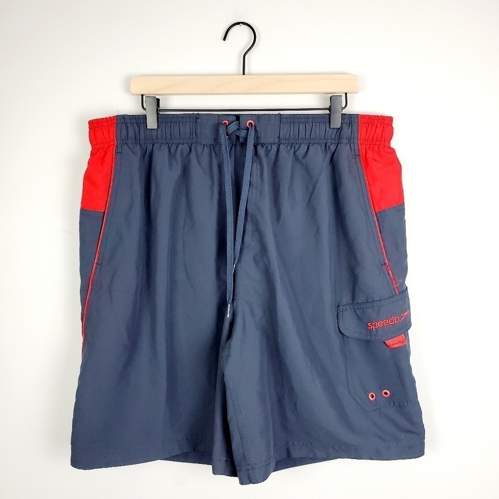 Speedo Gray Red Swim Shorts XXL